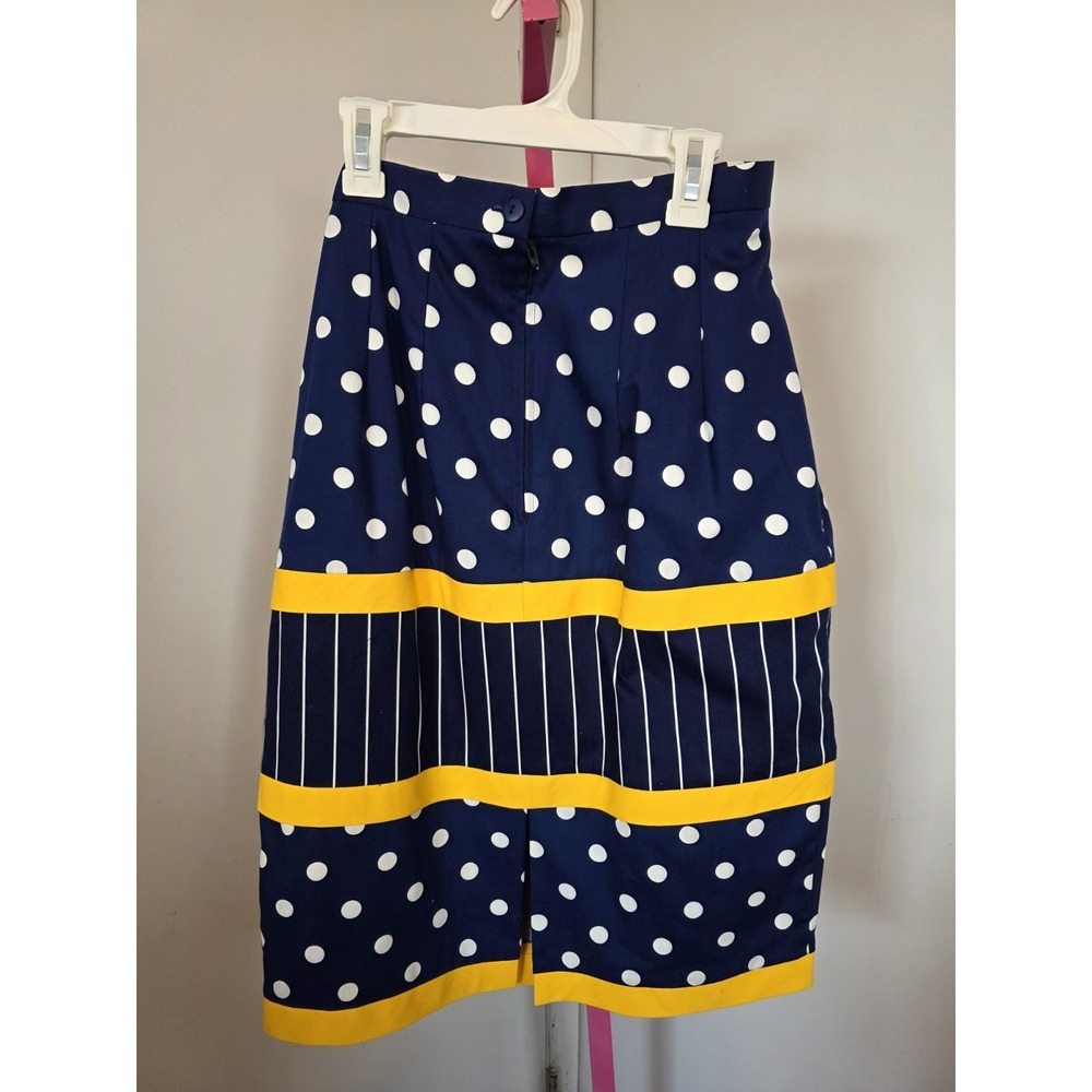 Leslie Luck Blue Striped & Polka Dot Two-Piece Set | Size 10 | Vintage 80s Chic - Picture 8 of 9